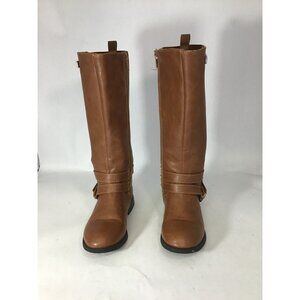 Nautica girls 11 Brown Knee-High  Faux Leather Boots With Side Zip